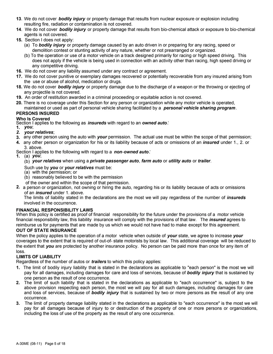 GEICO auto policy, page 5