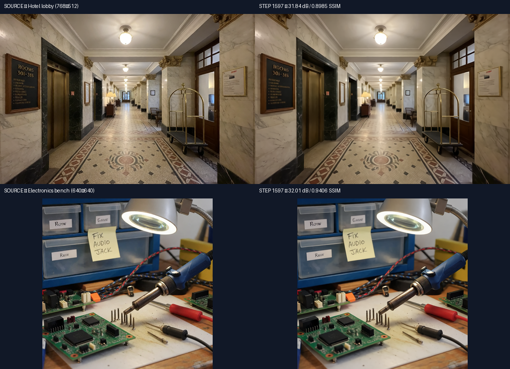 Source images and step-1597 reconstructions