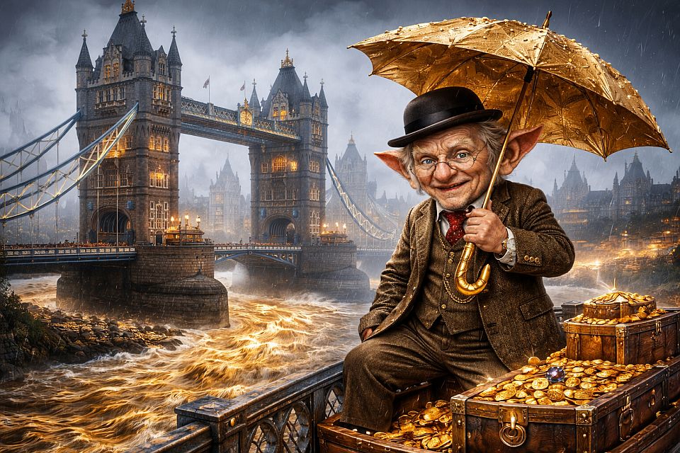 TroveLedger safeguarding British market wealth along the Thames during a storm